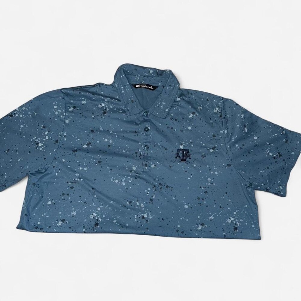 Travis Mathew Polo Shirt Mens Large Short Sleeve Splatter AT&M Polo Shirt